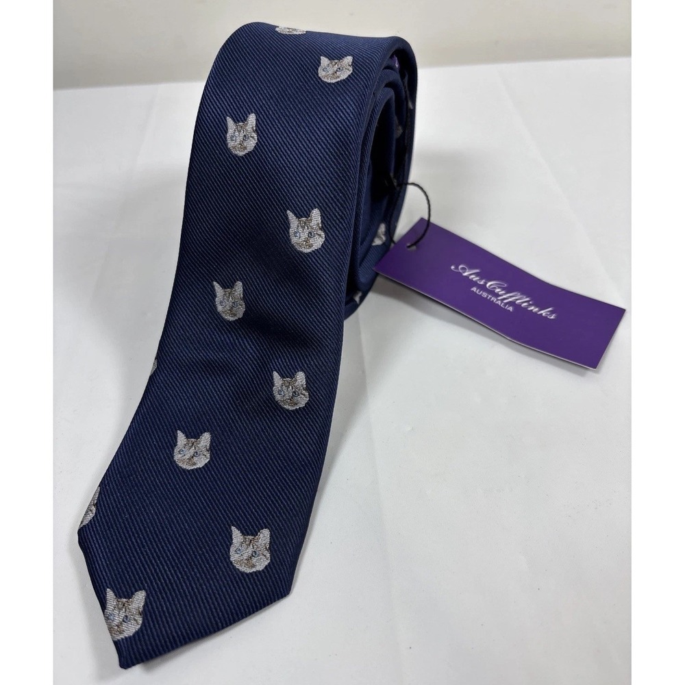 Auscuffflinks Men's Cat Skinny Tie Cat Face‎ Print Work Office Casual Fun Unique